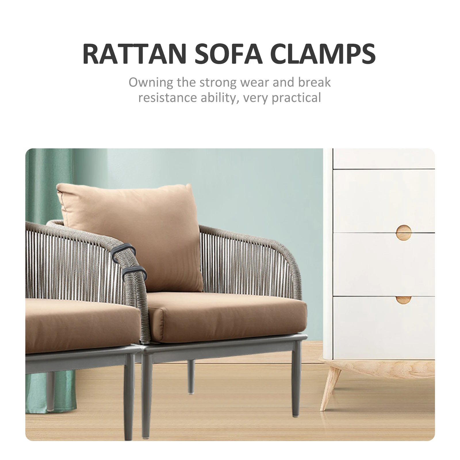 

12Pcs Wicker Furniture Clips Strong Portable Rattan Sofa Fasteners No Fix Daily Time Saving Sectional Couch Connectors