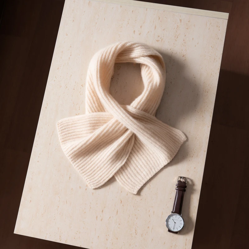 A-Class 100% Pure Cashmere Scarf Men's Knitted Short Neck Solid Color Warm Perforated Neck Autumn Winter Soft And Sticky