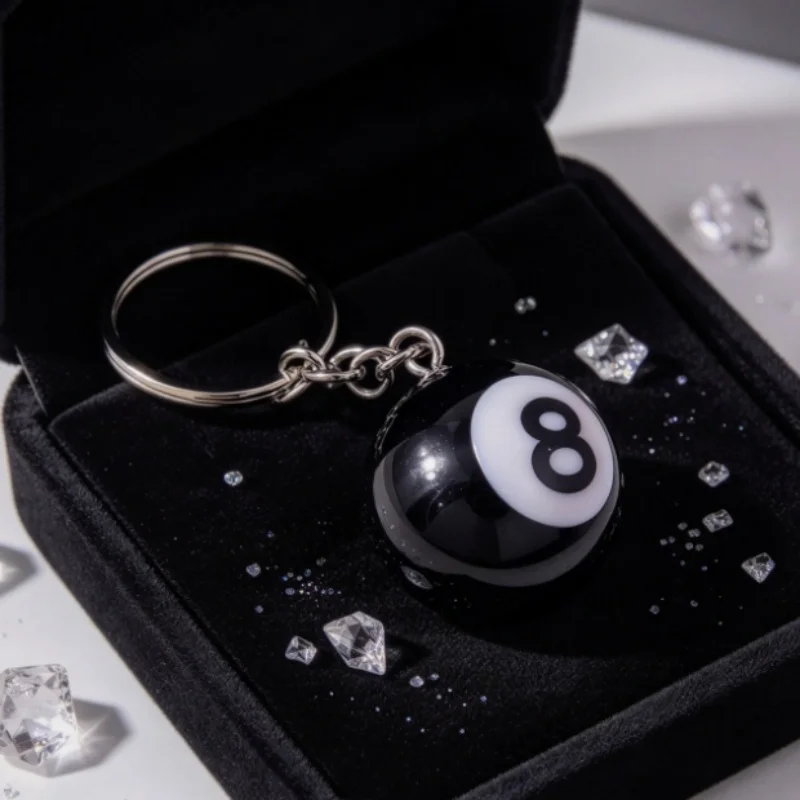 Autumn 25mm Black 8 Keychain Mini Ball Keychain Resin Pendant Key Chain Decorative Jewelry Gift Winner Ball Accessories