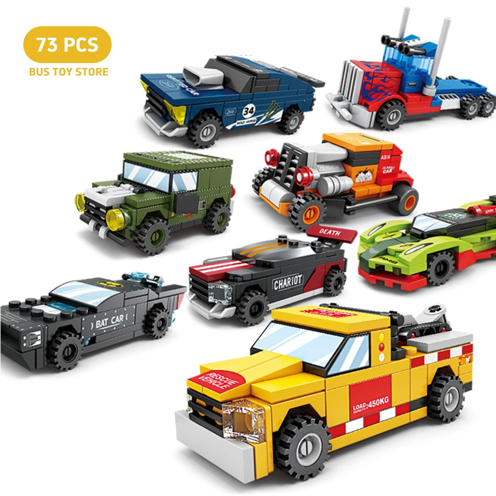 584pcs City Racing Can eject move Car Model series Building Blocks Scale Speed Vehicle  Model Bricks Kids Educational Toys Gifts