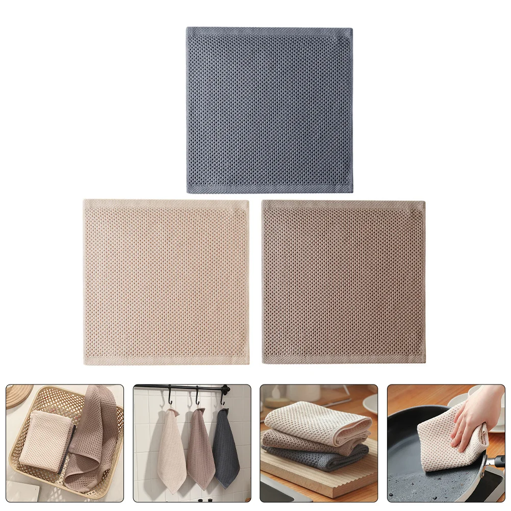 

3Pcs Cotton Kitchen Dish Towels Practical Dish Cloths Essential for Kitchen Dishwashing