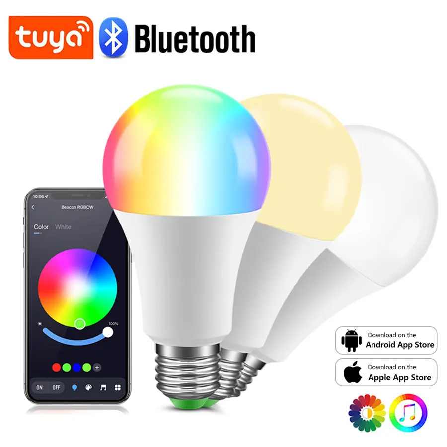 

1/2/3pcs Tuya Bluetooth LED Smart Bulb 15W E27 APP Control Dimmable LED RGB Light Bulb Home Bedroom Christmas Party Decor