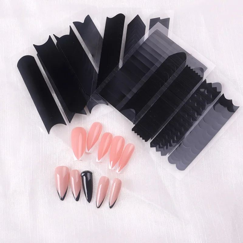 TSZS 6Pcs French Tips Guides Nail Stickers French Manicure Strips Wave Lines Tape Decals Airbrush Stencils Set Decoration Tools