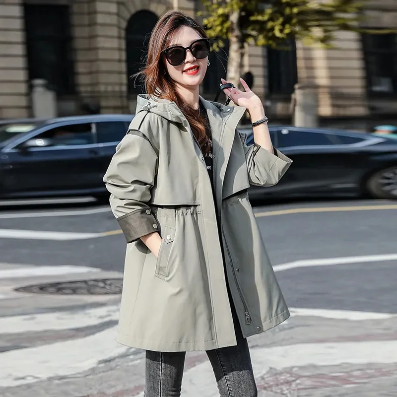 2024 New Spring Autumn Trench Coat Women Fashion Korean Fashion Loose Mid Long Ladies Appear Thin Windbreaker Female Outerwear