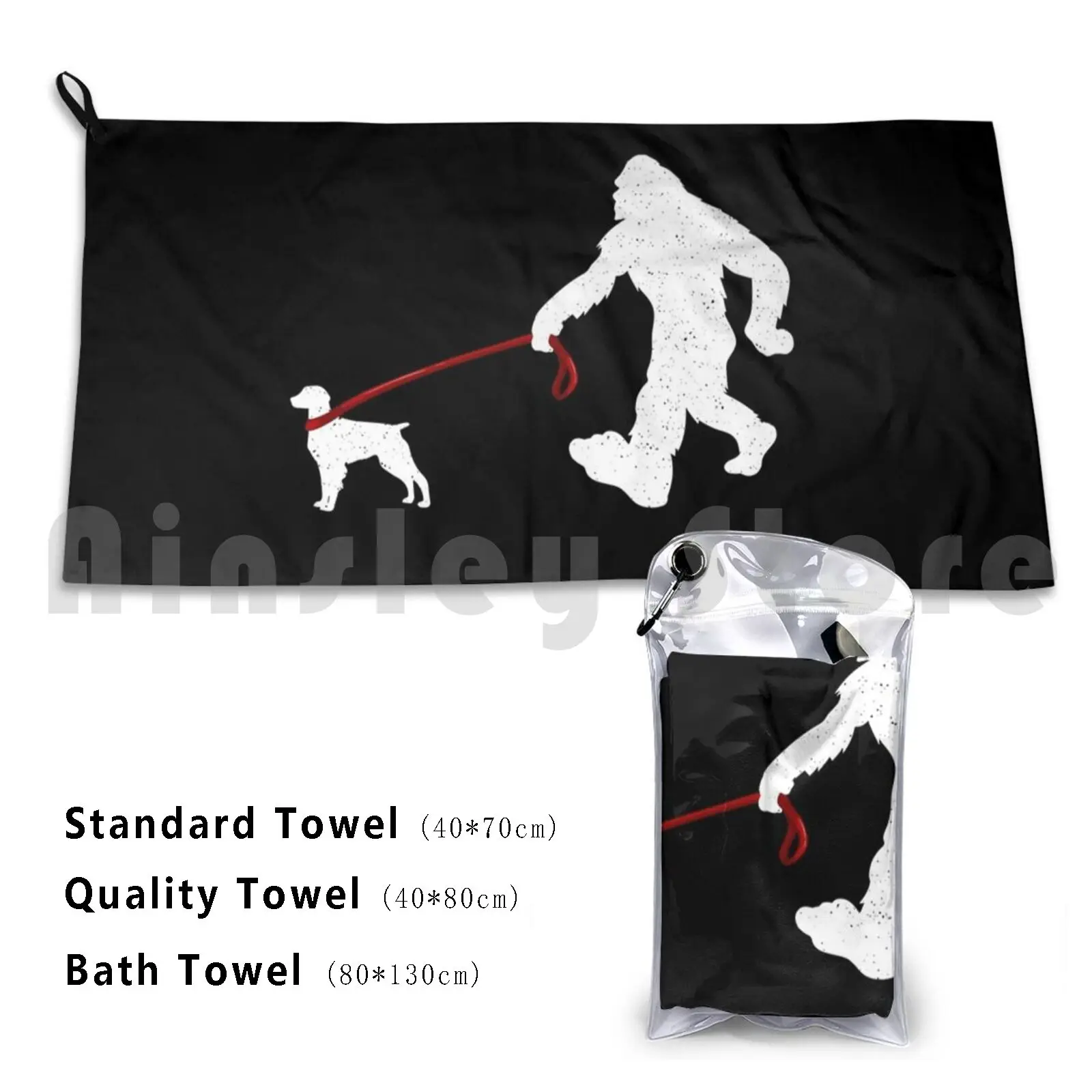 Towel Bigfoot Walking Brittany-Funny Bigfoot & Brittany Dog Lover 3098 Brittany Funny