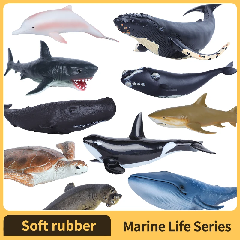 

Soft Rubber Sea Animal Whale Toys Great White Shark , Realistic Ocean Animal Figure for Kids, Great for Bath&Beach Toys