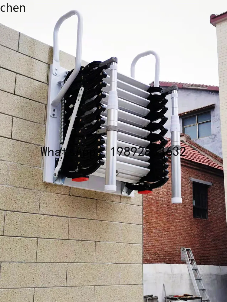 H1 outdoor telescopic staircase thickened wall hanging folding lifting invisible stretching ladder