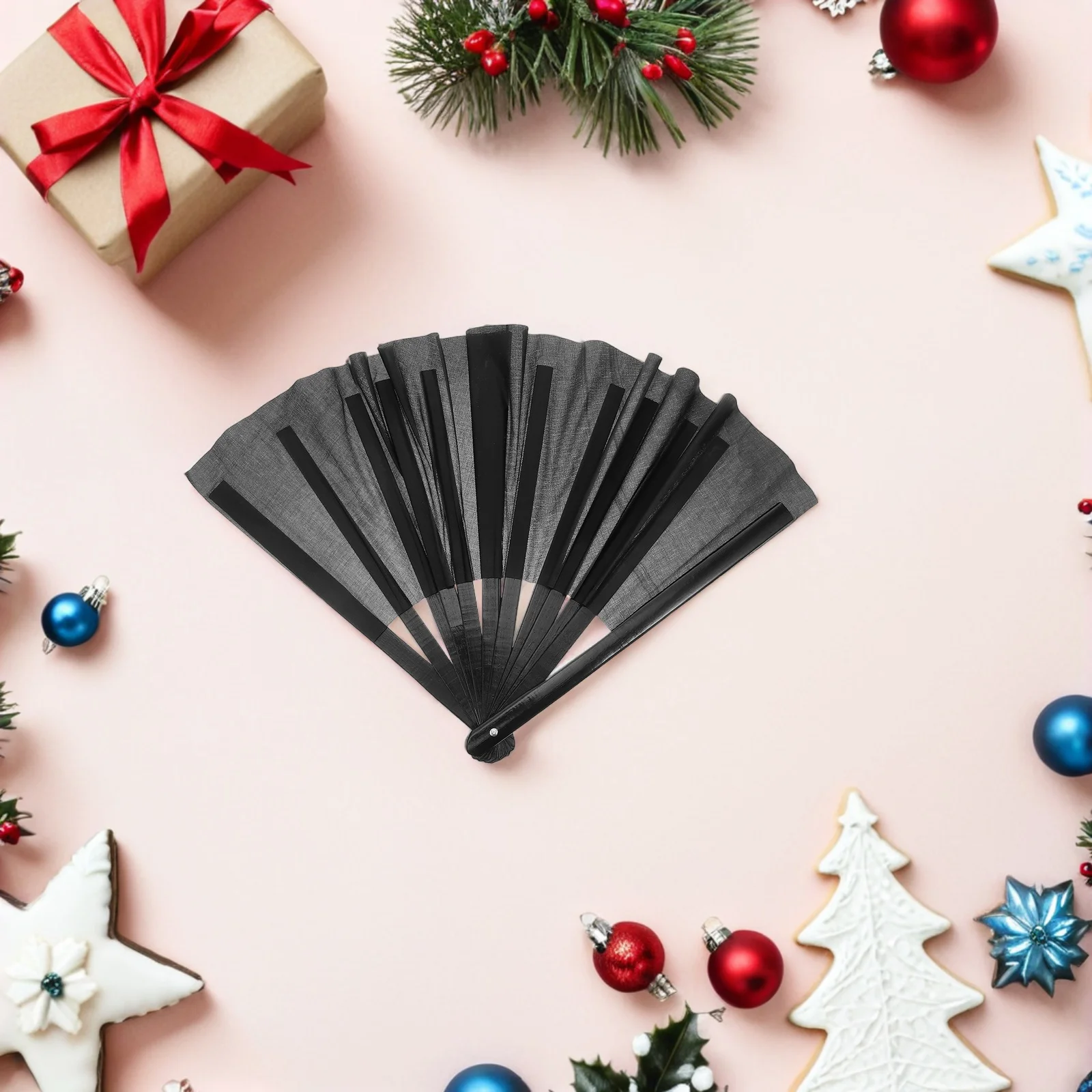 

4pcs Folding Handheld Fan Portable Bamboo Fabric Foldable Dance Prop For Wedding Party Performance Decorative Fan