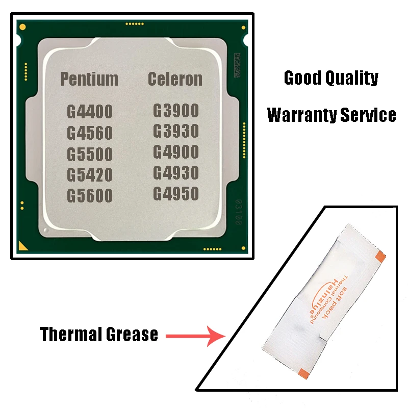 

Intel LGA 1151 Processor Pentium G4400 CPU G4560 G5500 with Thermal Grease Intel Celeron G3930 CPU G4930 G4950 Desktop Processor