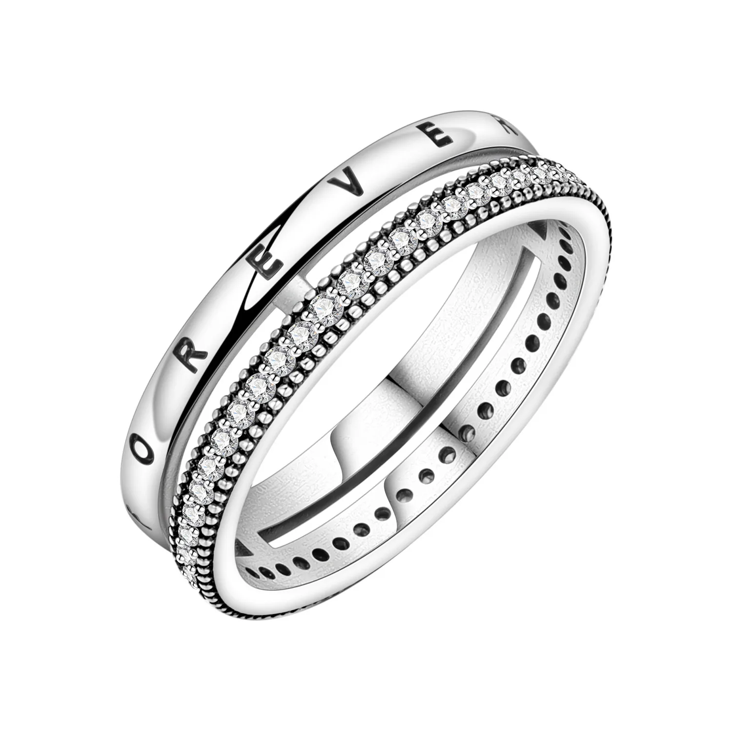 

Cycuff S925 Sterling Silver FOREVER Eternal Ring Closed Ring For Women Original Finger Ring Jewelry Party Fine Trendy Gifts