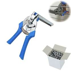 Animal Cage Hog Ring Pliers Tool and 600pcs M Clips Staples Chicken Mesh Cage Wire Fencing Caged Clamp