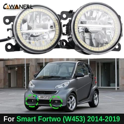 2 Pieces Car LED Fog Light Accessories with Angel Eye Daylight DRL H11 For Smart Fortwo (W453) 2014 2015 2016 2017 2018 2019