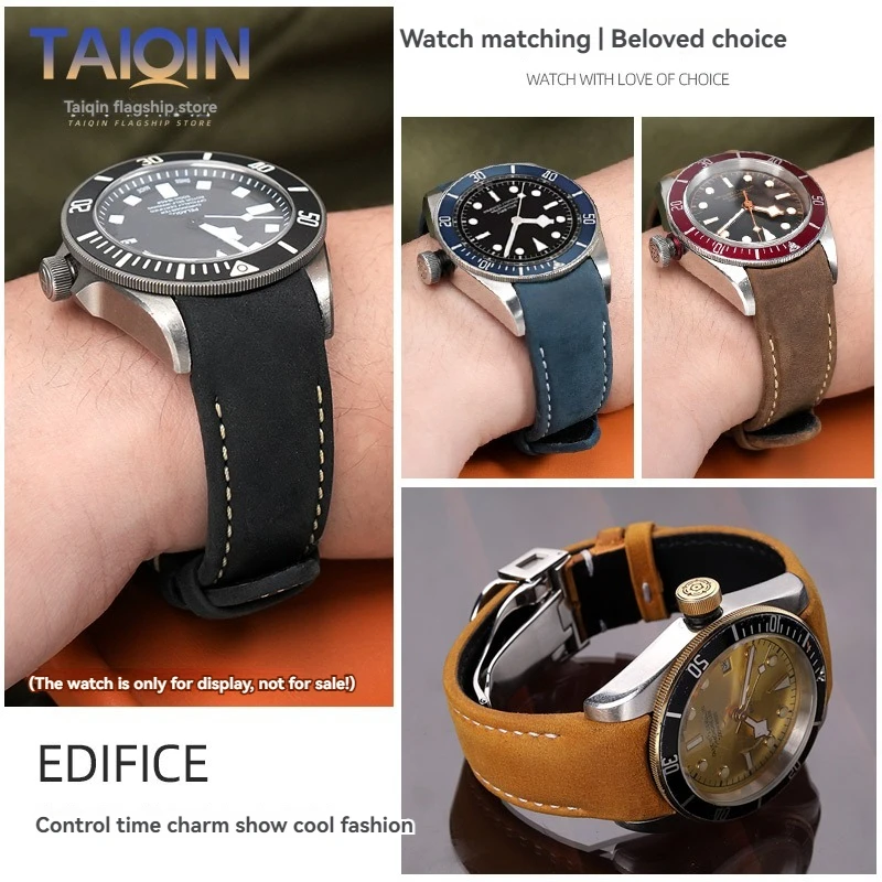 MEN'S Watchband For Tudor Biwan Timing  M79360N 41mm Gold Steel M79363N frosted Genuine leather Watch strap 20mm 22mm