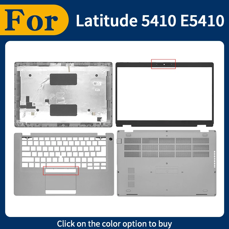 

New Repalce Cover For Latitude 5410 E5410 LCD Back Cover Front Bezel Palmrest Top Lower Bottom Case 0NKPM7 00W819 Silver
