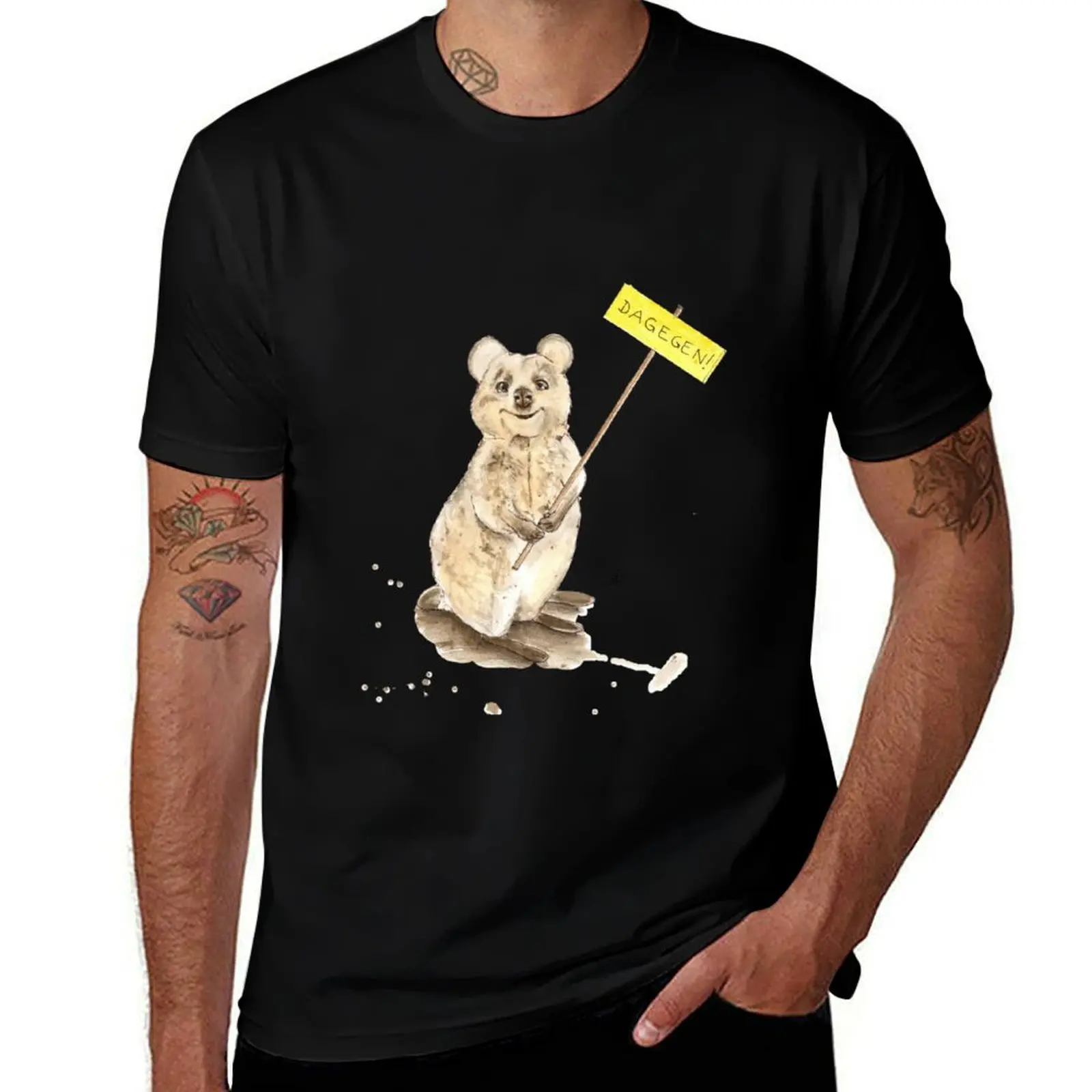 

Quokka happiest animal in the world Ulli Stein Fan Art T-Shirt cotton t shirts man 100% cotton t shirt man T-Shirt