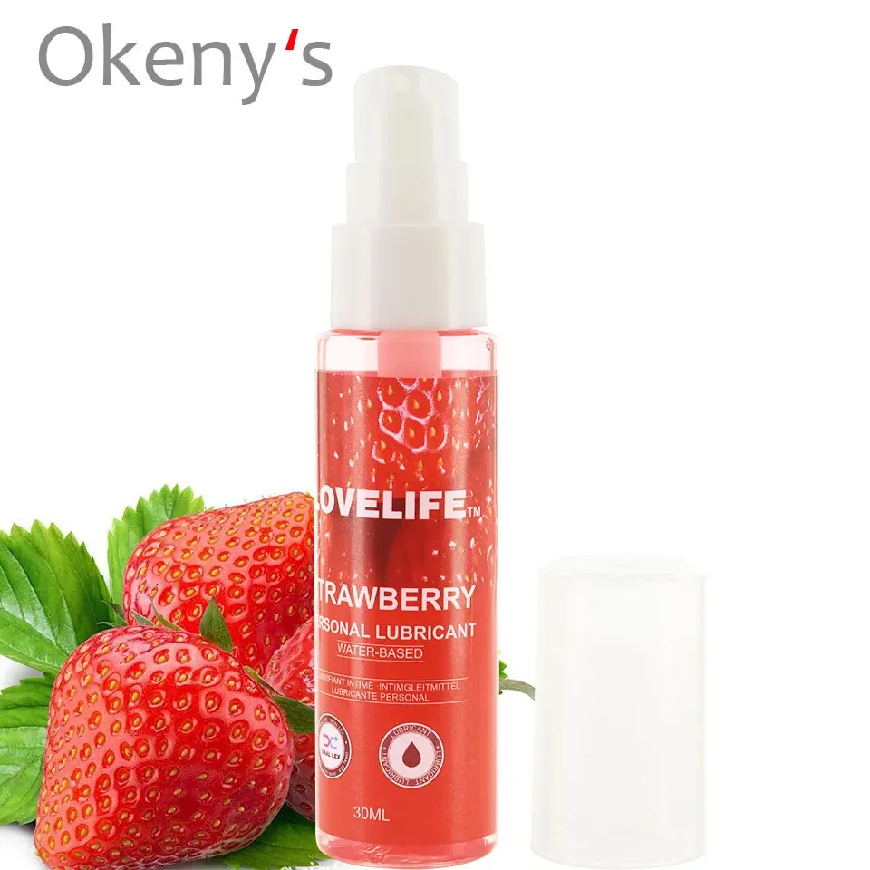 30ml Strawberry Flavor Edible Lubricant for Anal Vaginal Oral Sex Silicone Lubricating Oil Adult Sex Products Body Massage Gel