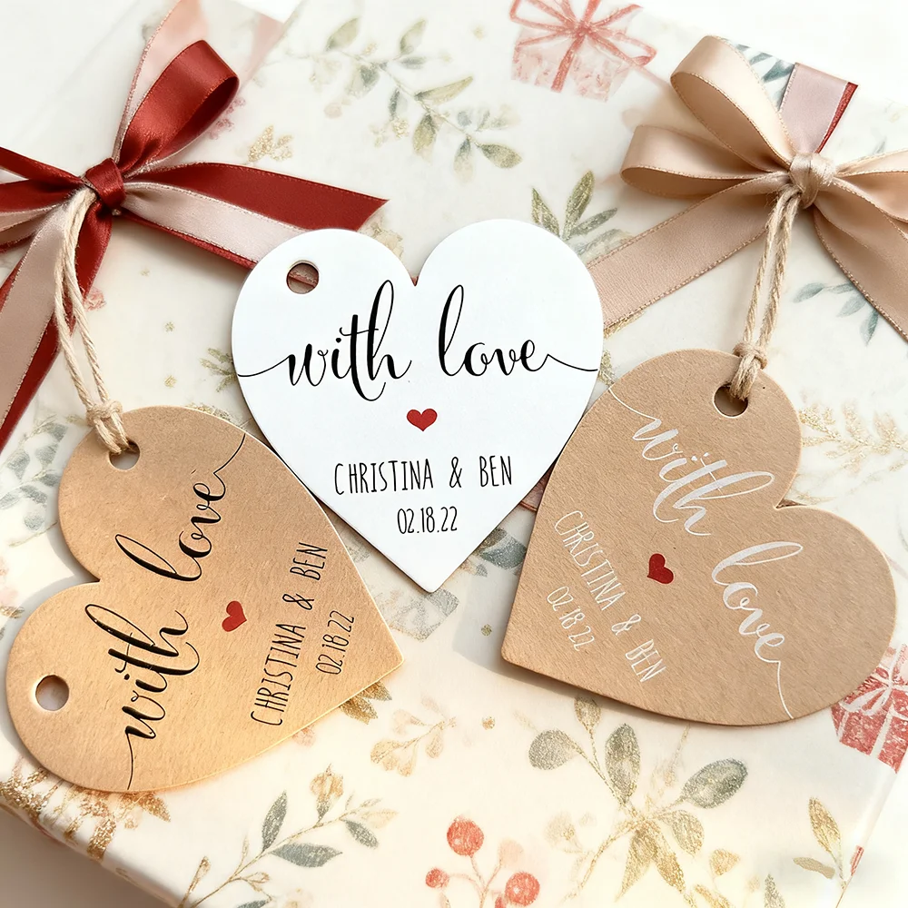 #10 100pcs 4.5x4.5cm Kraft/White Paper Label Custom Wedding Favor Personalized Card Private Label Print With Name With Love Tags