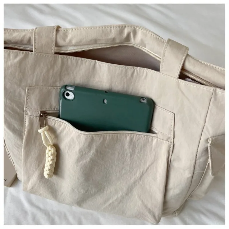 CEEKAY Nylon-Tragetasche mit Reißverschlussfach vorne, Seilanhänger, Tragegriff, vielseitig einsetzbar, für den täglichen Gebrauch, lässig, große Kapazität, Damenhandtasche – Detail 8