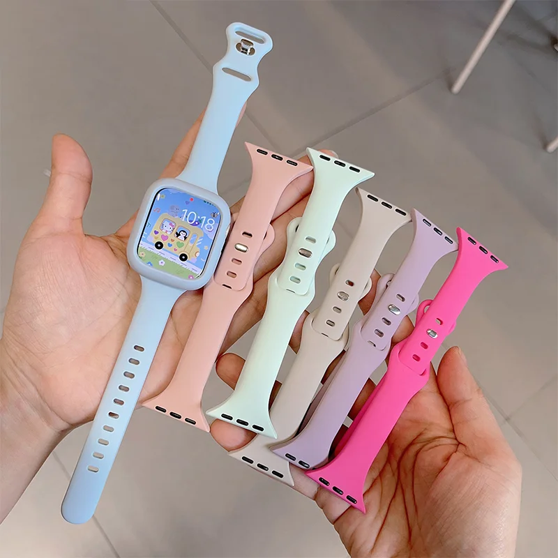 애플워치용 슬림 시계줄 42-46mm 45mm 44mm 40mm 41mm 실리콘 팔찌 아이워치 밴드 시리즈 11 10 9 8 7 5 6 울트라 3 49mm