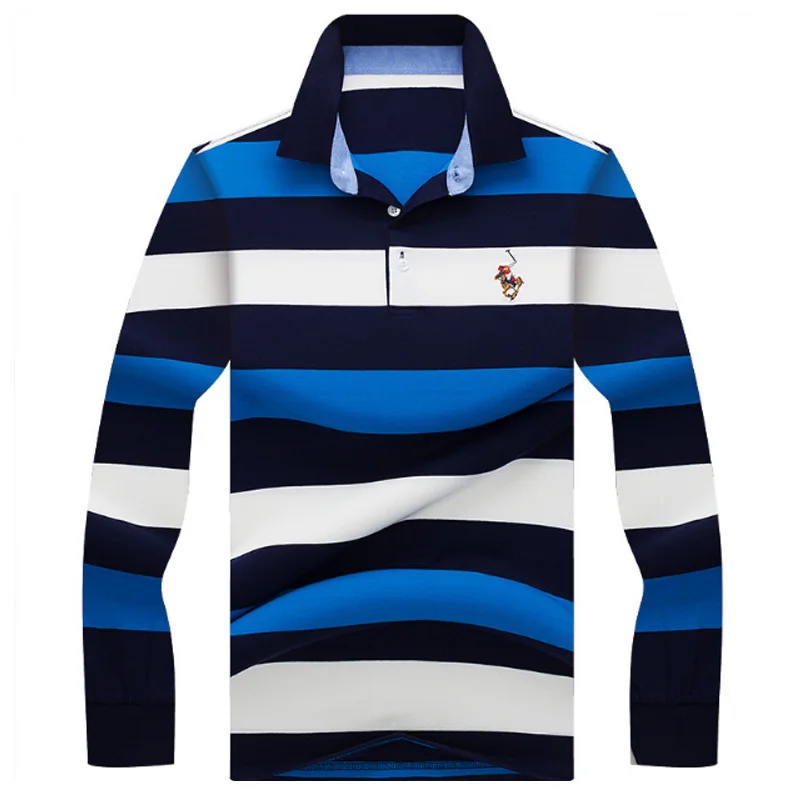 New Autumn winter polo shirt High quality brand cotton men's polo shirt Business casual striped Solid shirt polo men clothing