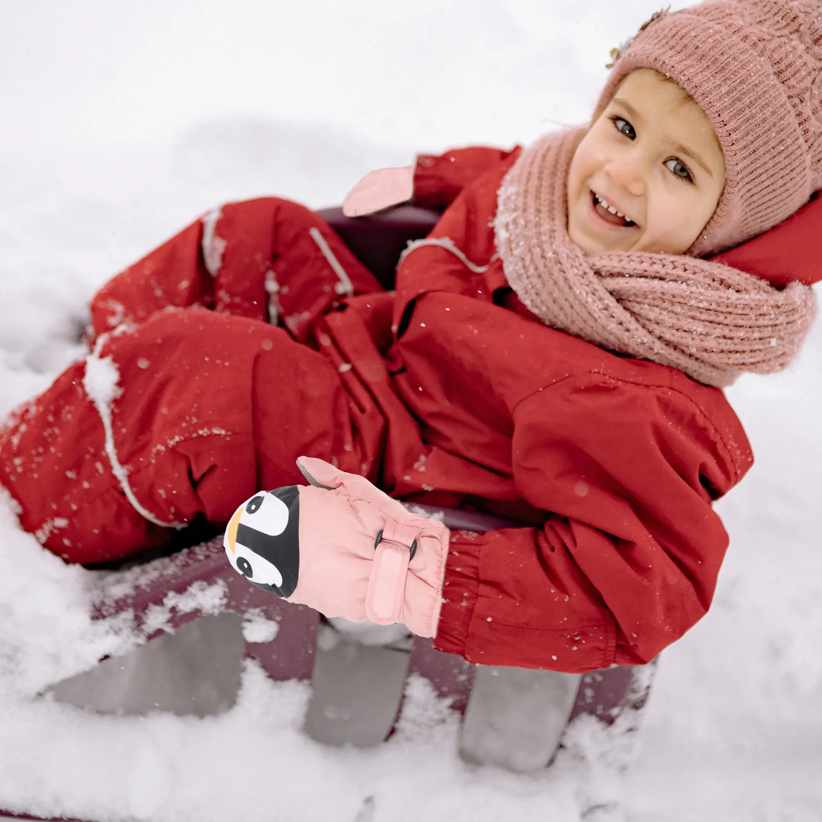 

1Pair Cartoon Ski Gloves Warm Waterproof Winter Mitten 's Gloves Thick Insulation Simple Stylish Universal Size