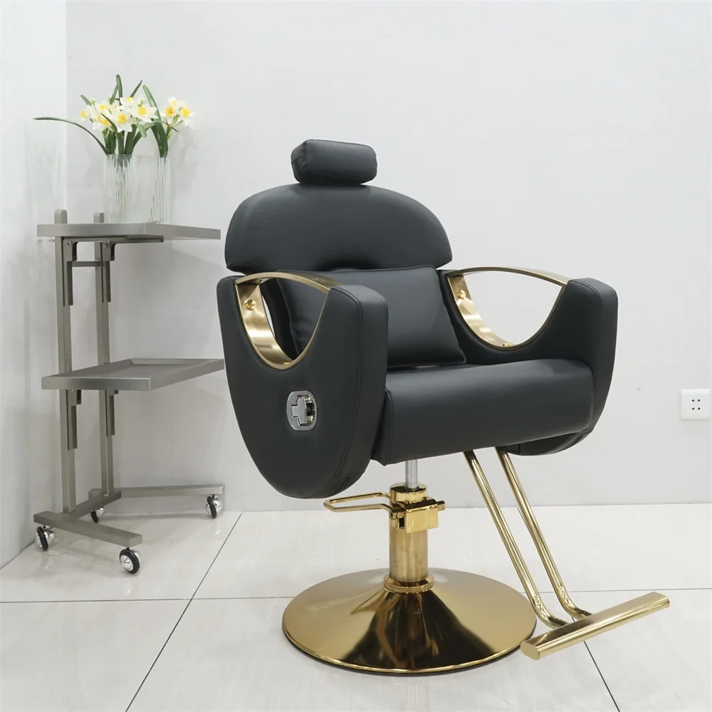 Professional Salon Barber Chair Synthetic Leather Hydraulic Pump Stainless Steel Base Portable Hair Styling Chair For Workshop