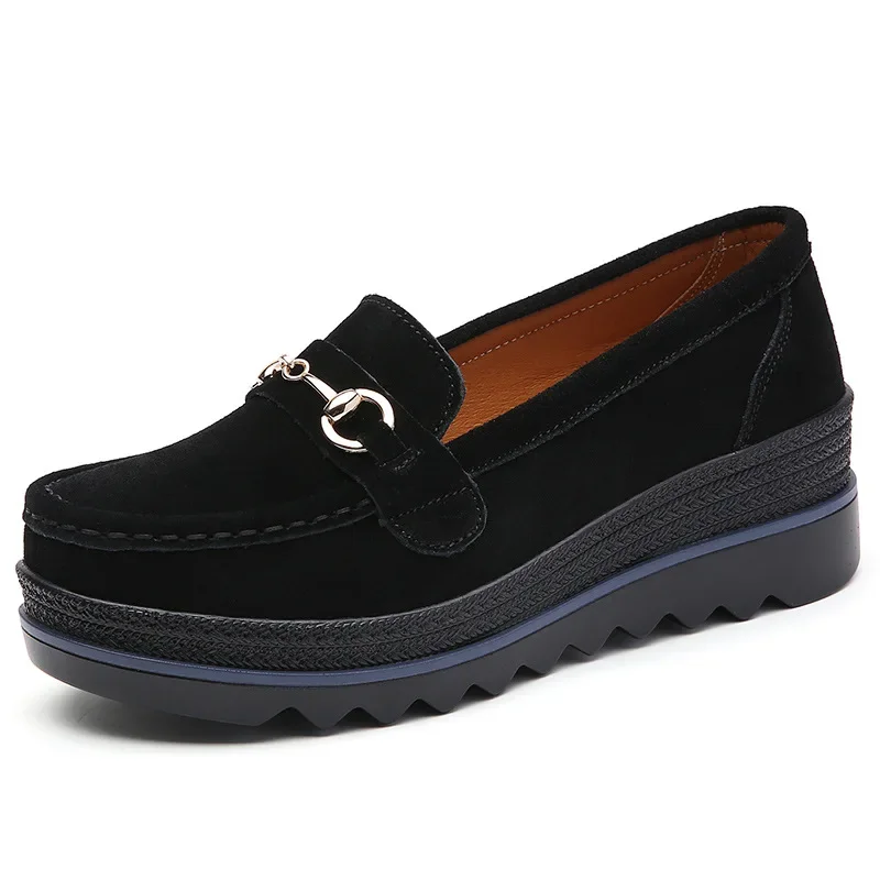 Zapatos planos de piel auténtica para mujer, mocasines transpirables de suela suave, talla grande