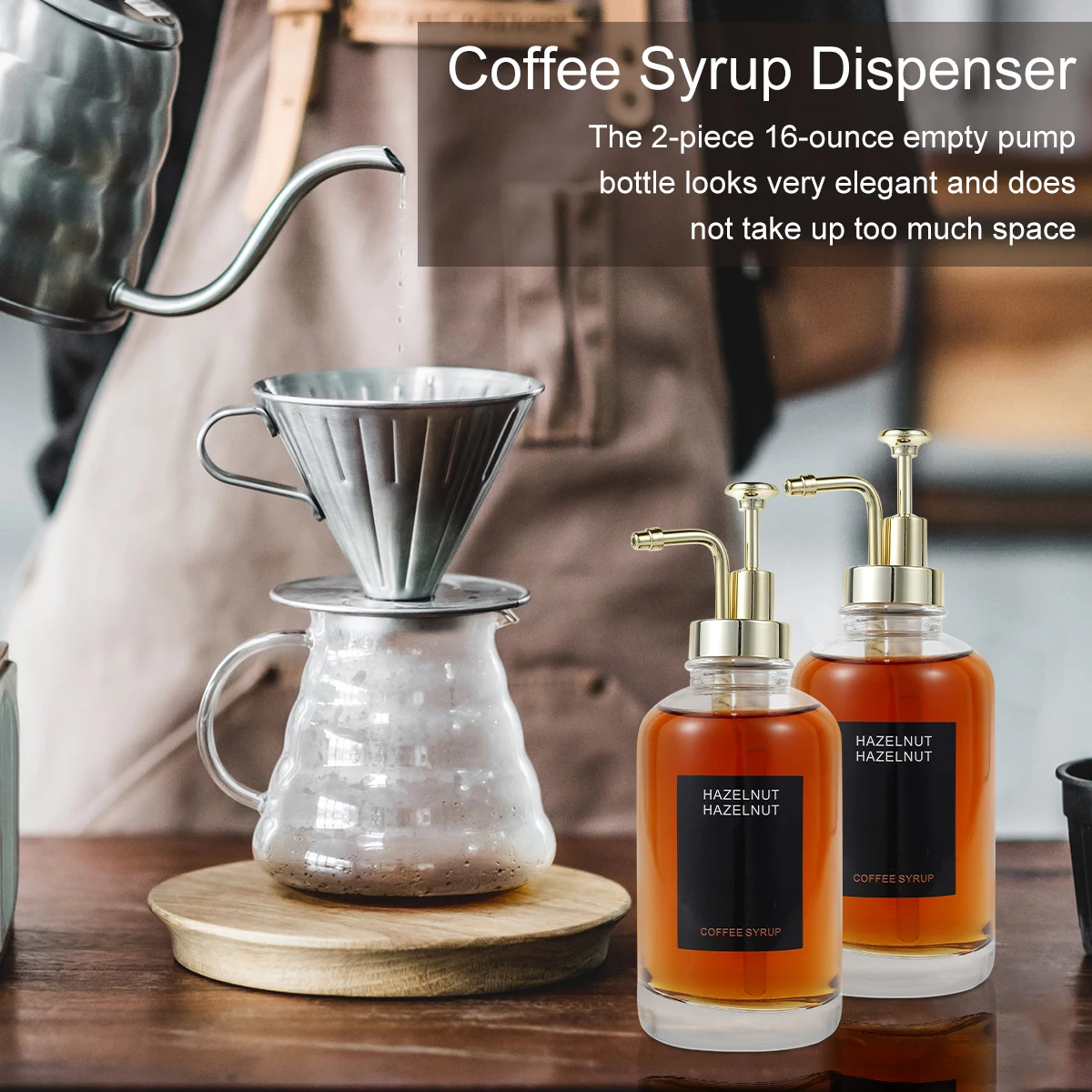 2pcs Coffee Syrup Dispenser Set 500ml Portable Minimalist Clear Easy Use Bottle Kitchen Containers Bottle