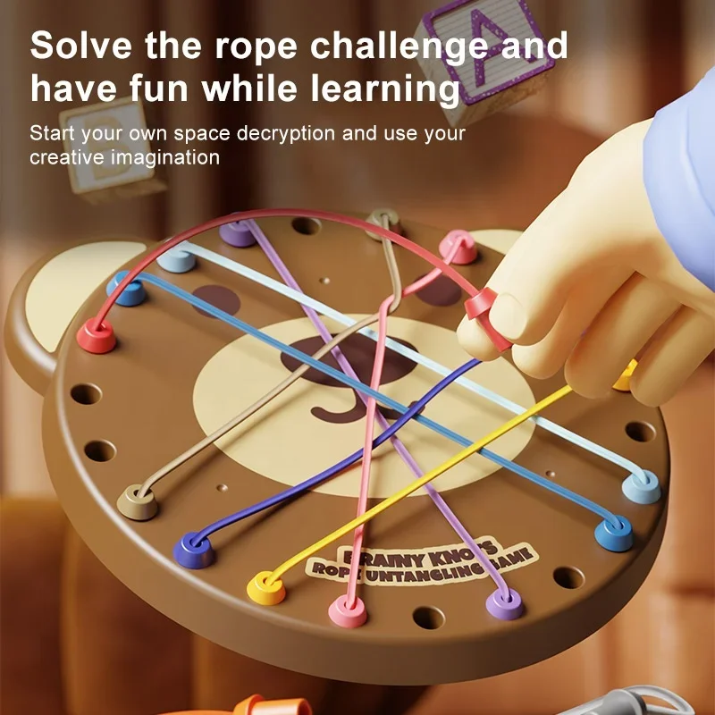 

Logic Thinking Training Untie the Knot Game Toys ,Children's Bear Untie the Rope Board Game Educational Toys for Kids Adults