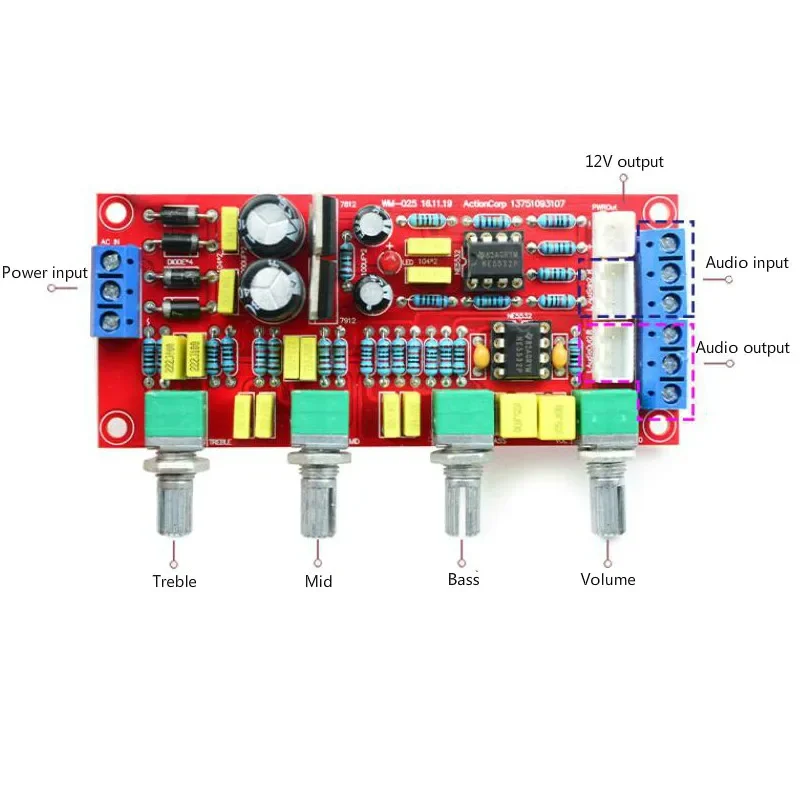 SOTAMIA NE5532 Amplifier Preamp Tone Board Volume Tone Control Preamplifier Board Adjustable Treble Midrange Bass EQ DIY