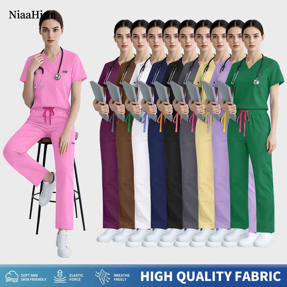 Ensemble de blouses et pantalons de travail pour dentistes Niaahinn, vêtements de travail pour chirurgiens, vêtements de travail pour toilettage des animaux, uniforme d'infirmière, vêtements médicaux d'hôpital, tenue d'infirmière