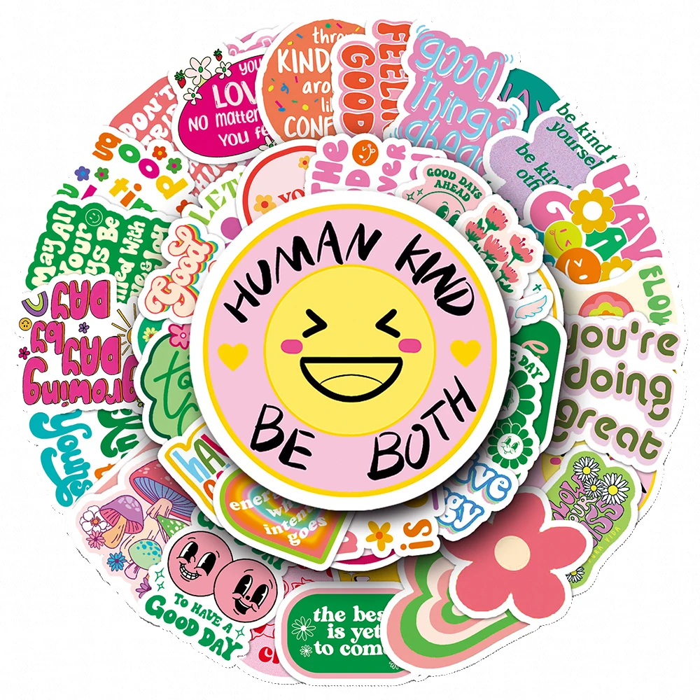 

10/30/50pcs Colorful Cute Inspirational Stickers Aesthetic Cartoon Graffiti Decals DIY Scrapbook Guitar Phone PVC Sticker Decor
