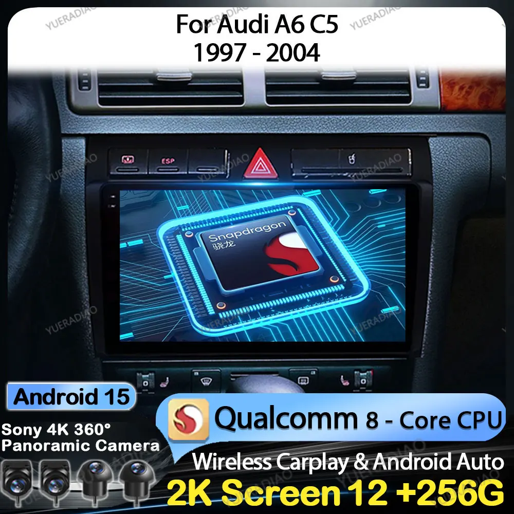 

Android 15 Car Radio For Audi A6 C5 1997 - 2004 S6 1999 - 2004 RS6 2002 - 2006 Multimedia Video Player Carplay Auto GPS NAVI DSP