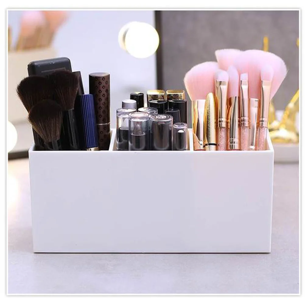 

1Pcs Brush Holder Acrylic Durable Three Grids Storage Box Makeup Brush Pen Organizer Desktop Office Home Use
