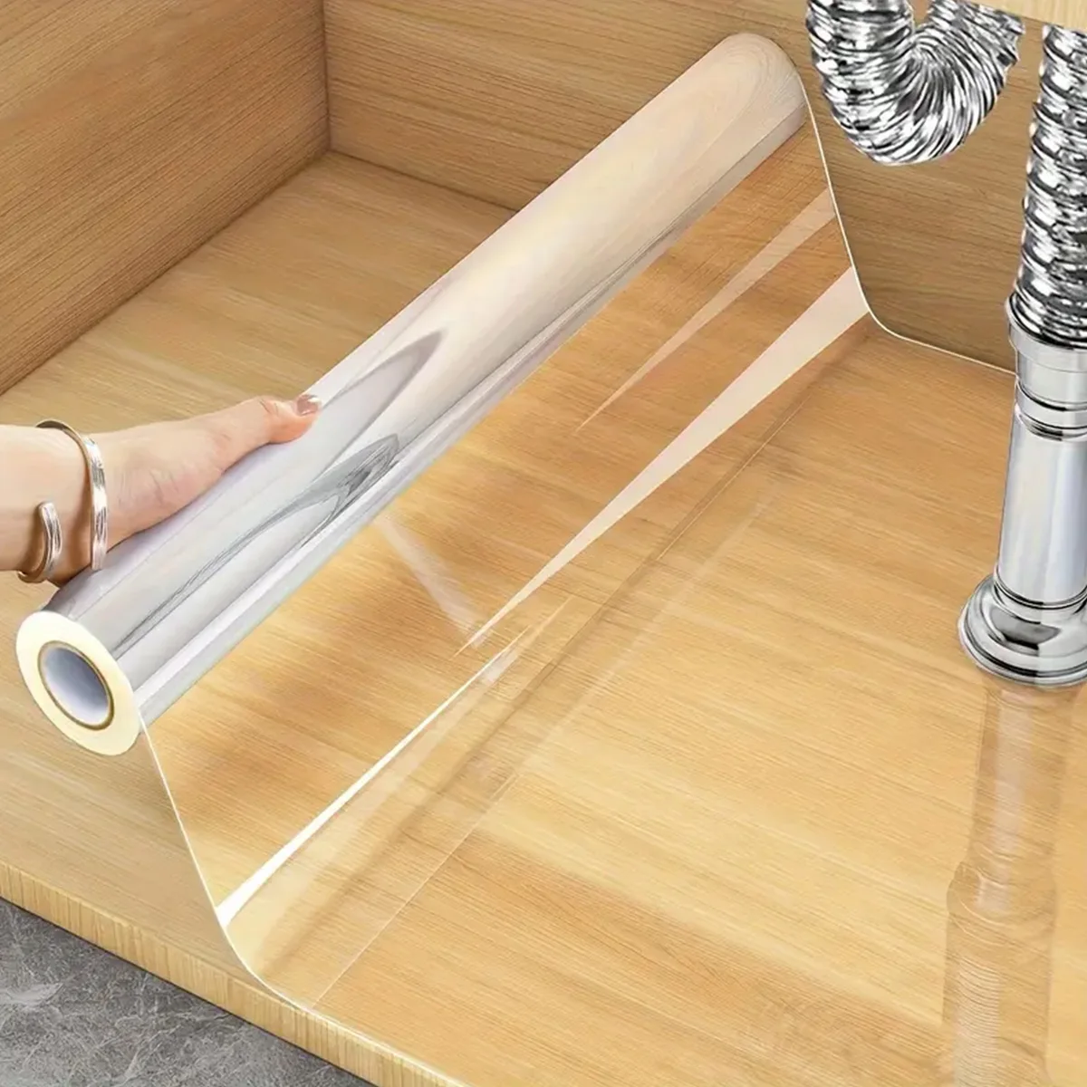 

Self-adhesive Transparent Film Can Be Wiped Bottom Cabinets Stove Suitable Easy To Clean