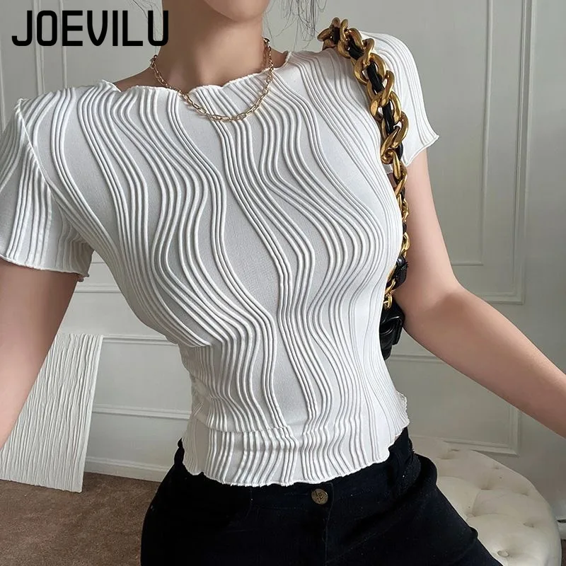 T-shirt col rond pour femmes, Sexy, Slim Fit, couleur unie, pull décontracté, haut à manches courtes, mode filles, Short d'été