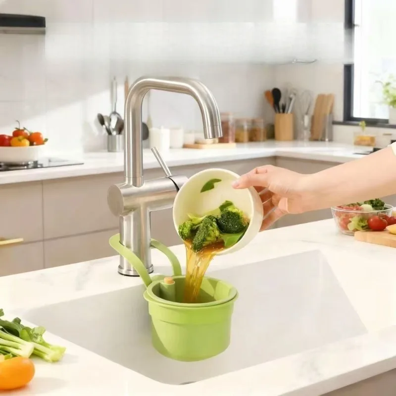 Press‑Type Sink Drain Strainer Basket, Anti‑Clog Food Residue Filter, Sink Organizer for Kitchen & Bathroom Household Use