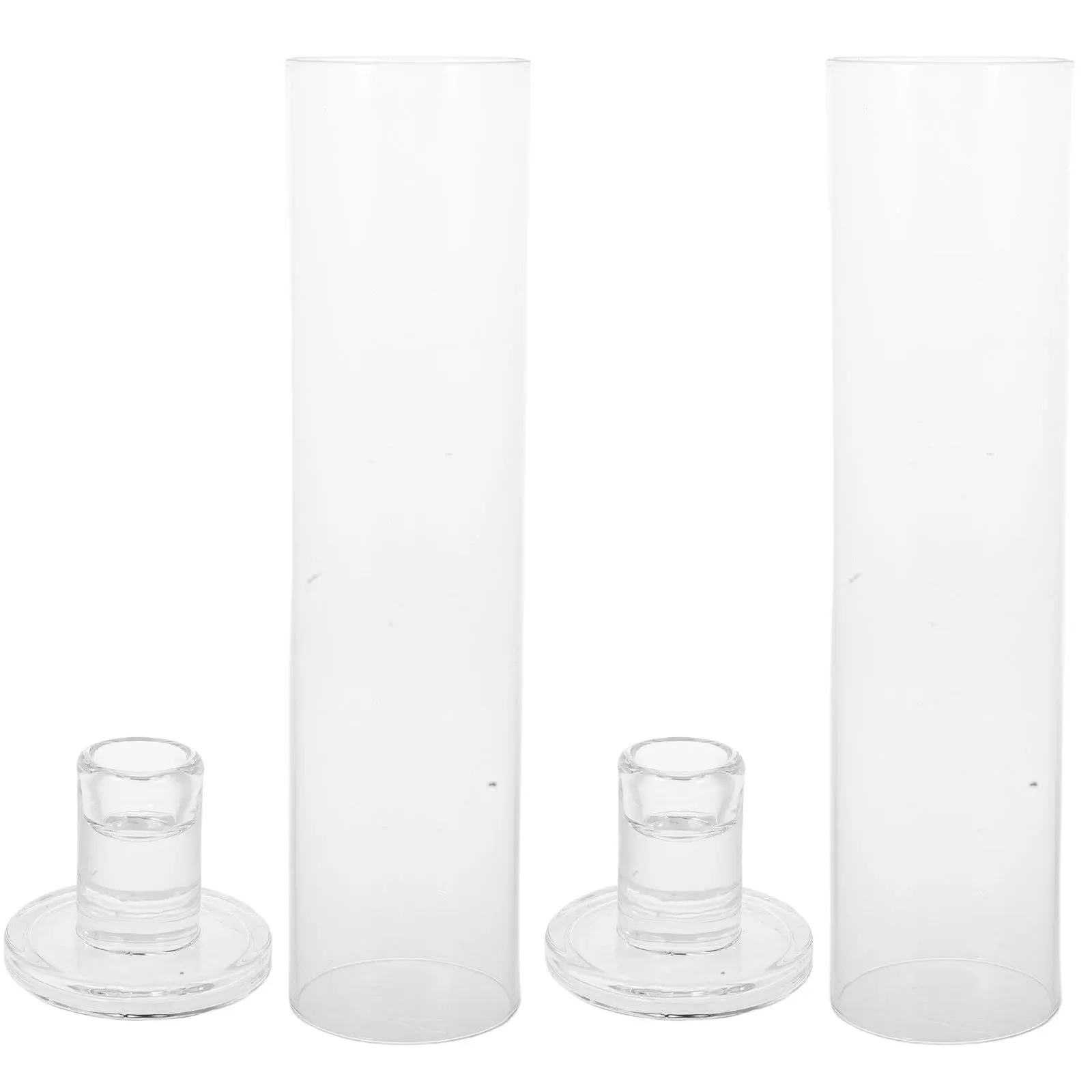 

1 Set Clear Glass Holder with Windproof Cylinder Tube Tall Hurricane Stand for Wedding Birthday Home Decoration
