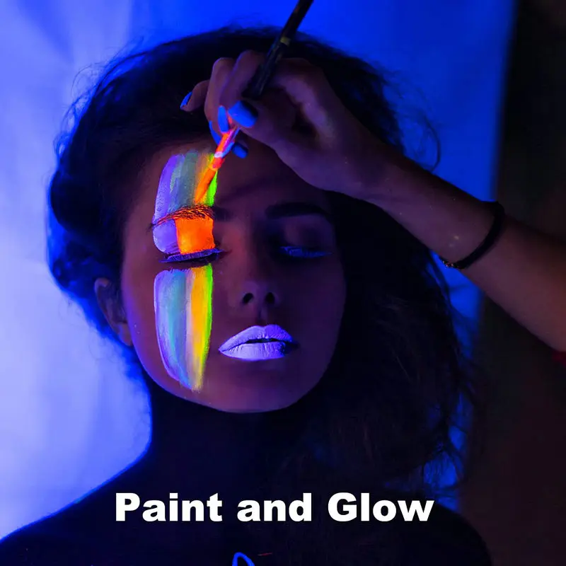 6/8/24pcs Body Art Paint Neon Fluorescent Party Festival Halloween Cosplay Makeup Party Tools Kids Face Paint UV Glow Painting