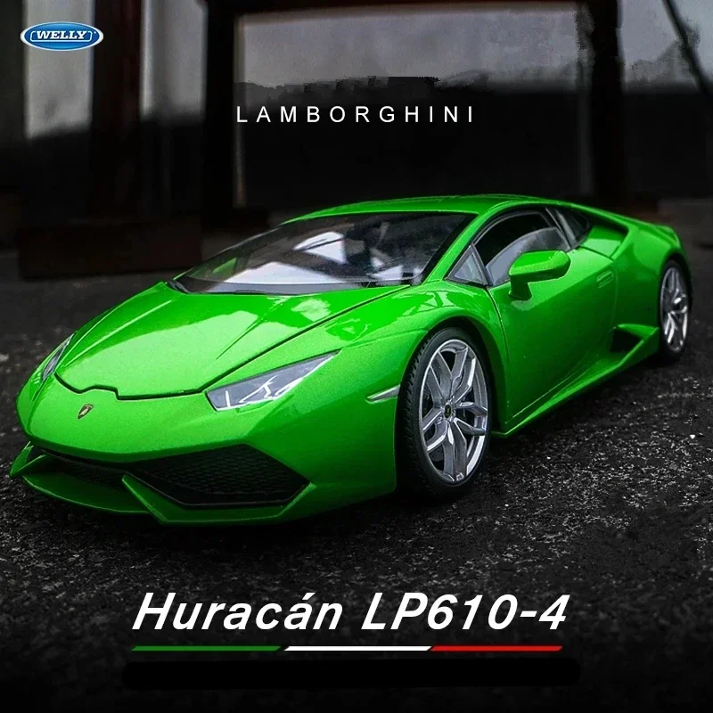 WELLY 1:24 Lamborghini Huracan LP610-4 Diecast Alloy Car Model Metal Toy Sports Car Model Simulation Collection Gifts Toys Boys