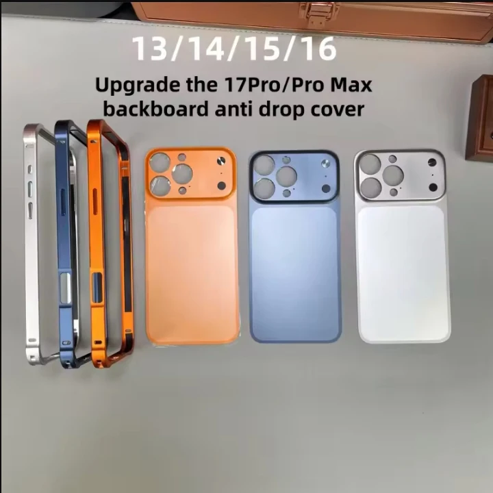 Color Alloy Frame Case for iphone 14 13 15 16 Pro Max Instant Upgrade 17 Pro Max Large Window Backplane Anti-Drop Cover Bumper