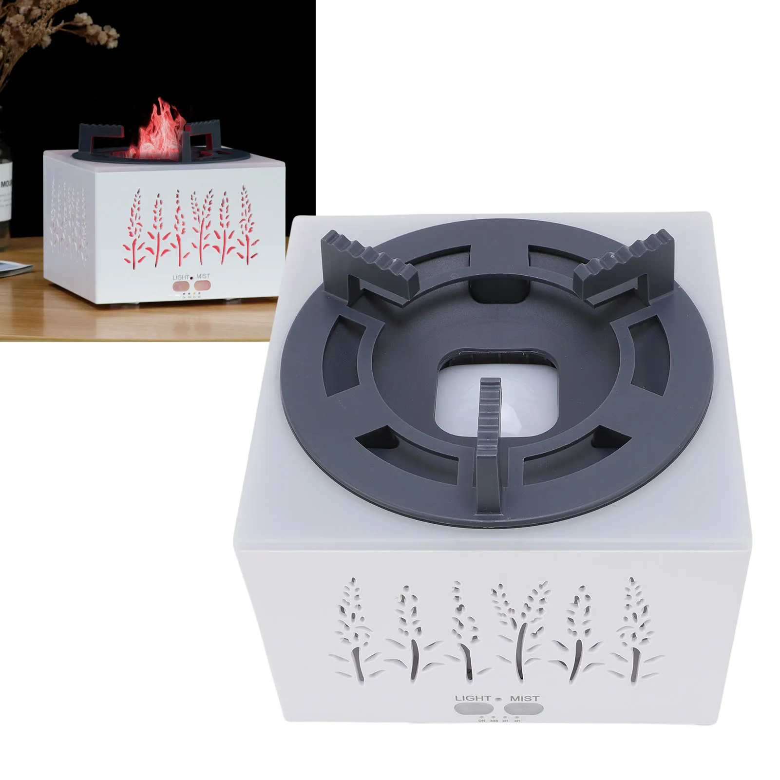 Difusor de aromaterapia 3 em 1 design multifuncional silencioso colorido luz ambiente chama perfume umidificador de ar para casa