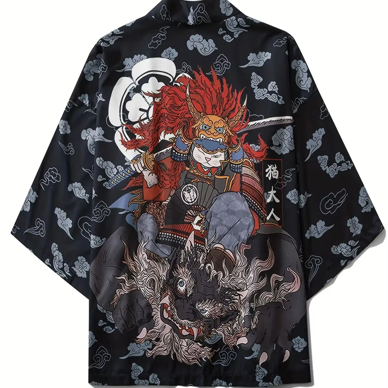 Samurai Warrior Cat Asian Traditional Costume Print Kimono Men Women Yukata Haori Harajuku Anime Otaku Cosplay Cardigan Costume