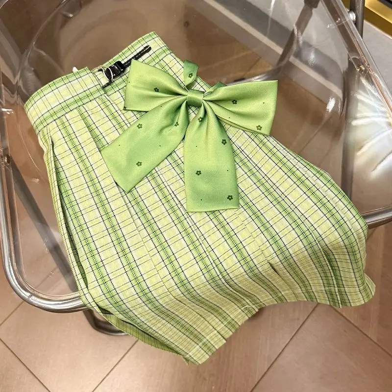 

Green JK Student Plaid Skirt Pleated College Grunge Subcultural American Streetwear Punk 2000s E-girls Harajuku Faldas Mujer