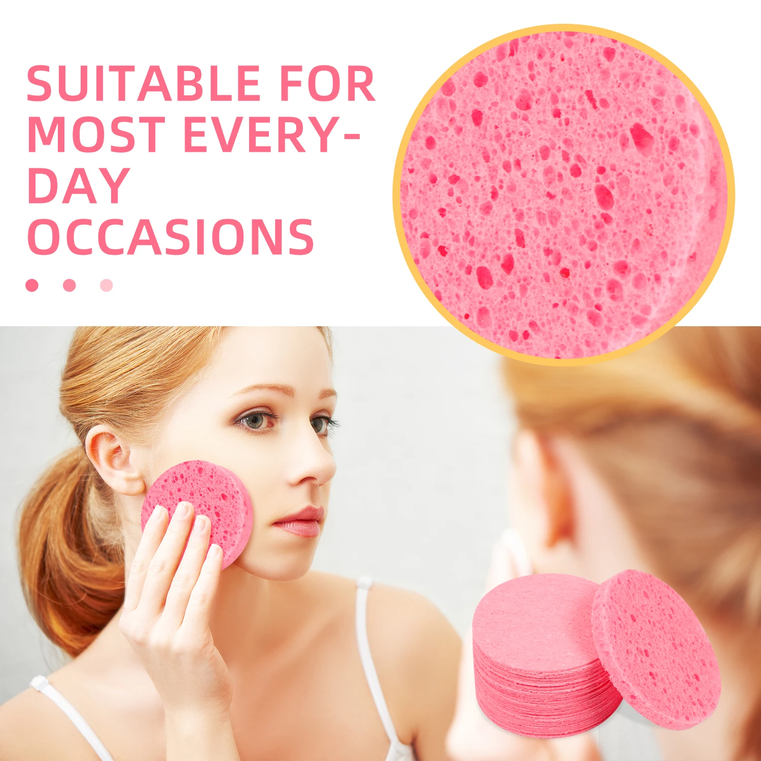 20pcs Round Facial Cleansing & Exfoliating Compressed Sponge, Suitable For Home Use Or Traveling