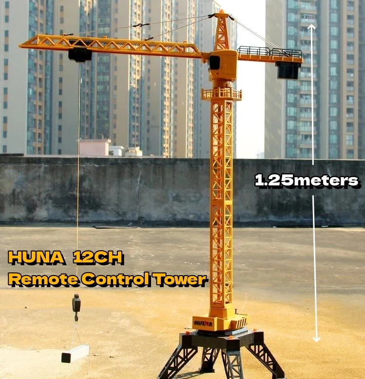 Huina 1.25M Remote Control Alloy Tower Crane 12CH Children's Electric Boys 1:14 Rc Engineering Car Model Machine for Kids Gifts