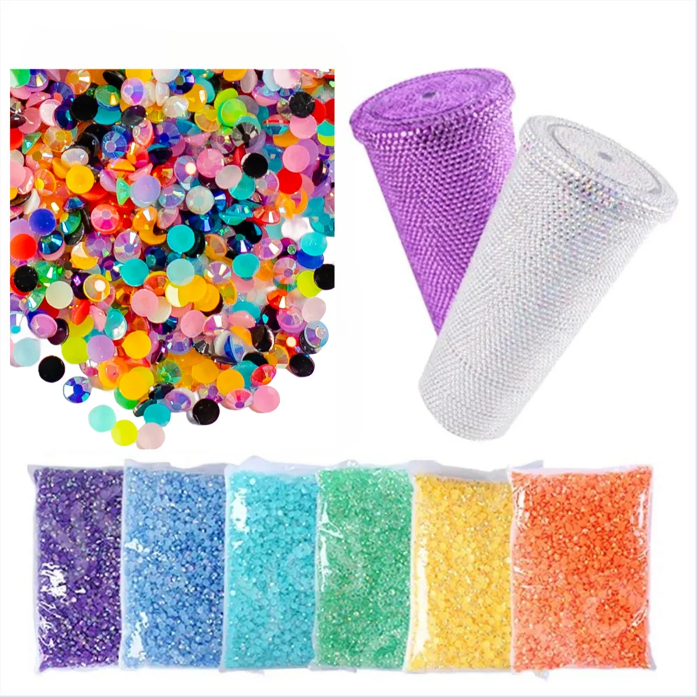 Bulk Wholesale 2-6mm Jelly AB Resin Non Hot Fix Rhinestones Flat Back Plastic Crystals Strass Glitters Big Package Stones