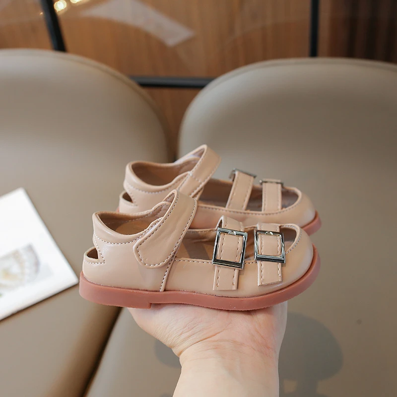 Girls' Leather Shoes 2024 Korean Spring and Autumn New Children's Minimalist Leather Shoes Retro Soft Sole Princess Shoes 8598