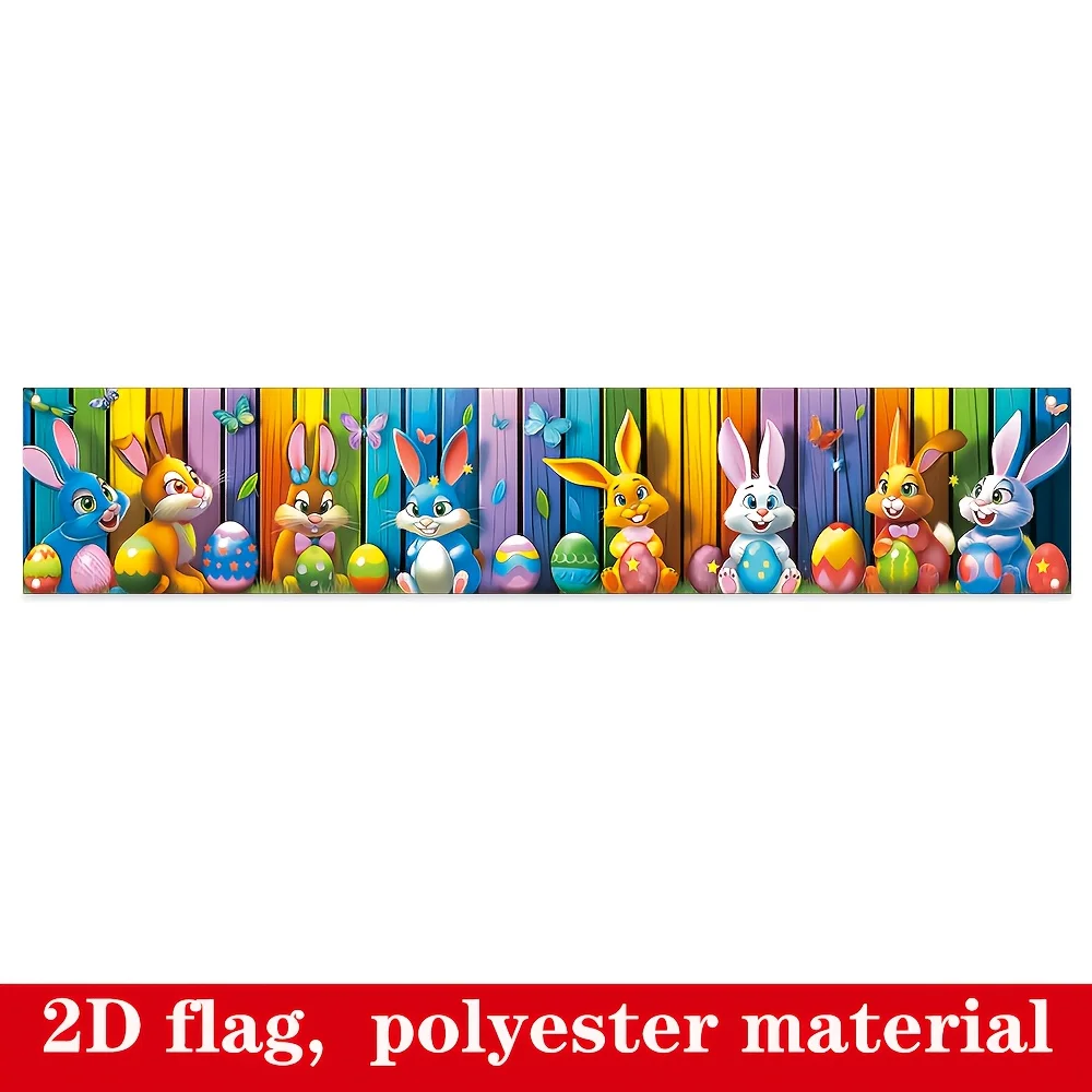1pc 2D FLAT Colorful Easter Flag, 210x40cm, Polyester Material Banner, Easter Background Banner Suitable For Large Party Banner