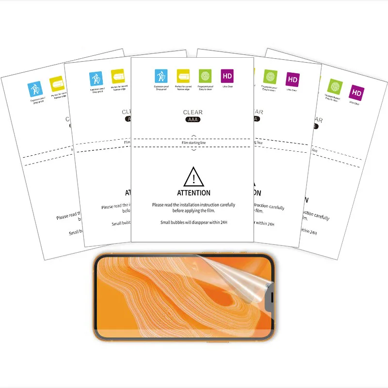 

50 шт. HD гидрогелевых пленок для защиты экрана телефона, популярные прозрачные защитные пленки для машин для резки пленок